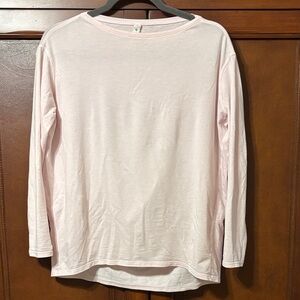 Lululemon Women’s Pink Long Sleeve Tee Relaxed Fit Stretch Sz 2 EUC Boat Neck